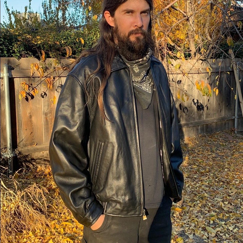 Men’s Hathaway black leather jacket